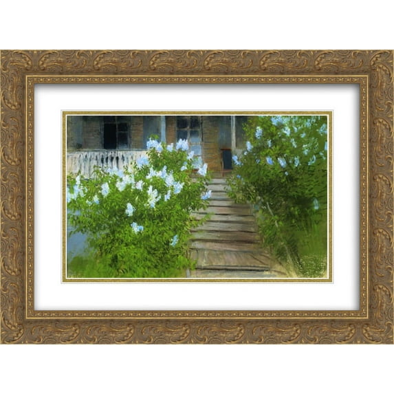 Isaac Levitan 2x Matted 24x18 Gold Ornate Framed Art Print 'Spring. White lilacs.'