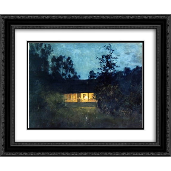 Isaac Levitan 2x Matted 24x20 Black Ornate Framed Art Print 'At the summer house in twilight'