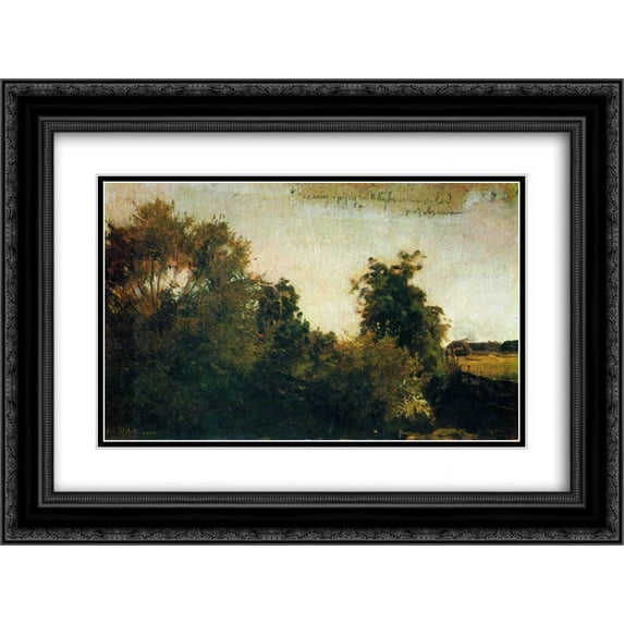Isaac Levitan 2x Matted 24x20 Black Ornate Framed Art Print 'Trees and bushes'