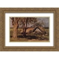 thumbnail image 1 of Isaac Levitan 2x Matted 24x20 Gold Ornate Framed Art Print 'House with broom trees.', 1 of 2