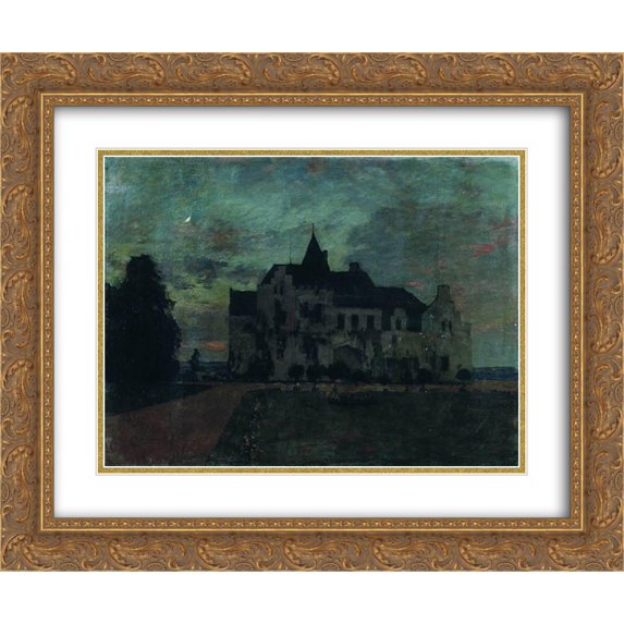 Isaac Levitan 2x Matted 24x20 Gold Ornate Framed Art Print 'Twilight. A castle.'