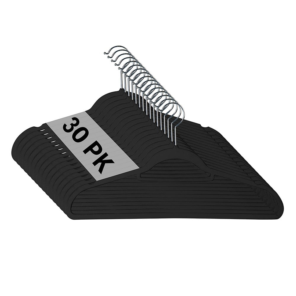 Isaac Mizrahi 30 Pack of Velvet Hangers in Black