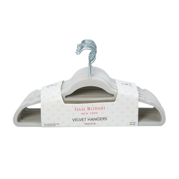 Isaac Mizrahi 30 Pack of Velvet Hangers in White