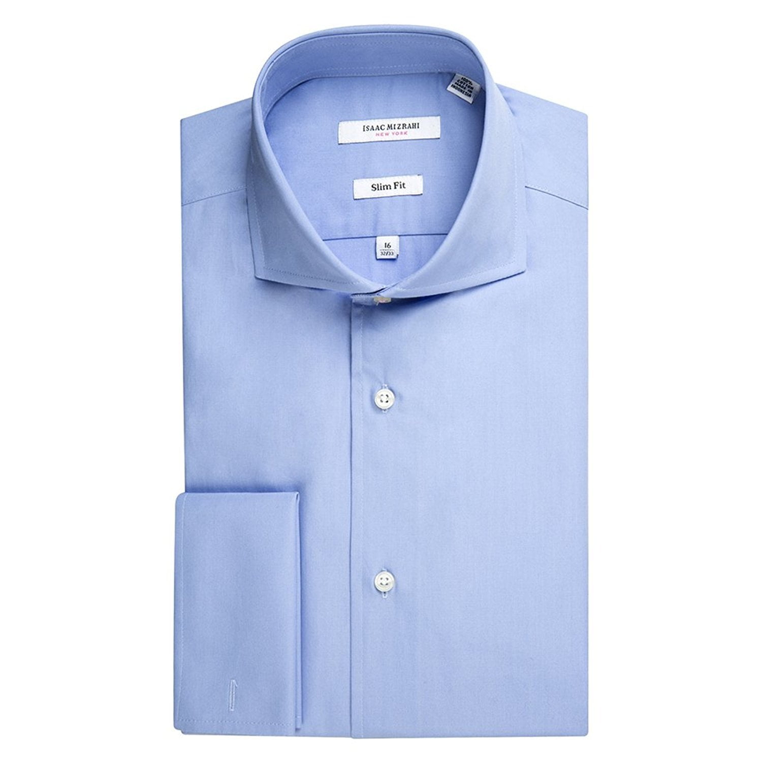 isaac mizrahi dress shirts Isaac Mizrahi Men's Slim Fit Spread Collar French Cuff Cotton Solid Dress  Shirt - Colors