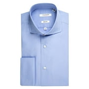 Isaac Mizrahi 71364FC Men's Slim Fit French Cuff Cotton Shirt - Ice Blue - 17.5 2-3