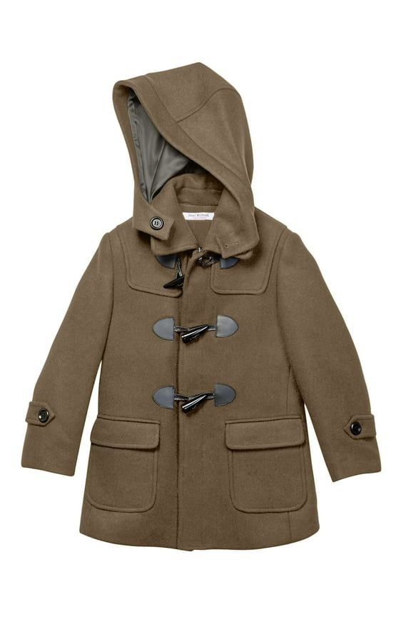 Boy's 2-20 Solid Wool Toggle Coat with Removable Hood