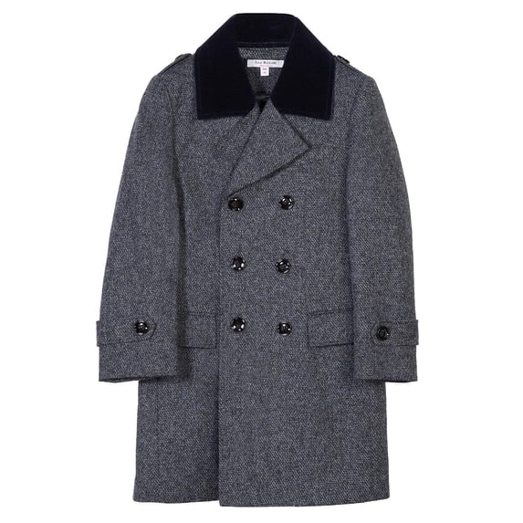 Isaac Mizrahi Boy's 2-20 Velvet Collar Quilt Lined Wool Blend Peacoat