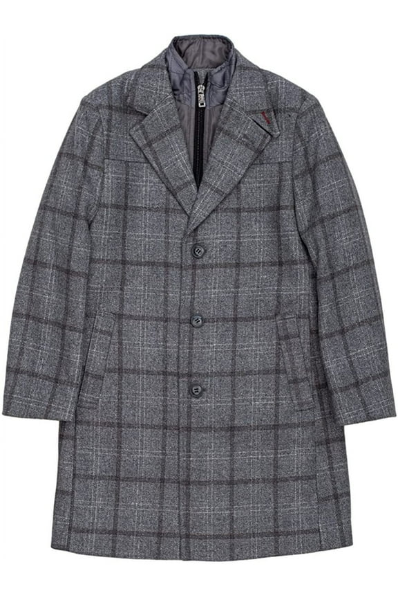 Boy's 2-20 Single Breasted Quilt Lined Wool-Blend Overcoat with Bib