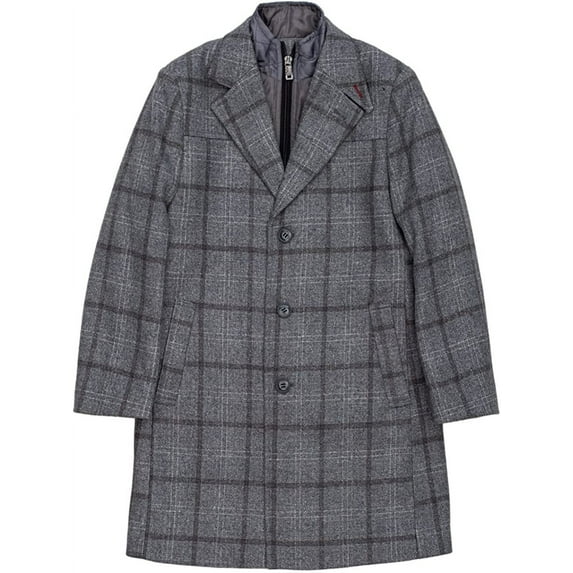 Isaac Mizrahi Boy's 2-20 Single Breasted Quilt Lined Wool-Blend Overcoat with Bib