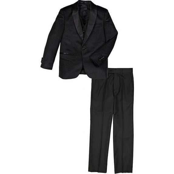 Isaac Mizrahi Boy's 3-Piece Jacket Vest Trousers Satin Shawl Collar Formal Tuxedo Suit Set