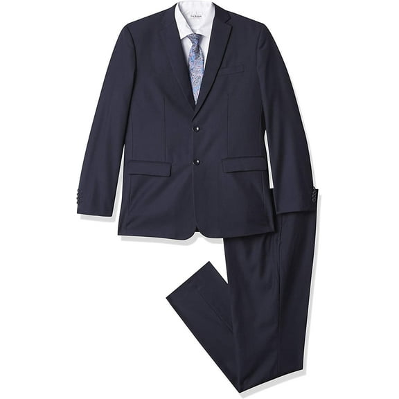 Isaac Mizrahi Boys' Five Piece Solid Suit Set Ensemble, Navy, 8