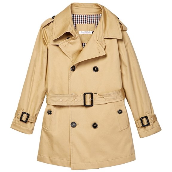 Isaac Mizrahi Boy's Double Breasted Belted Trench Coat-Raincoat With Epaulettes