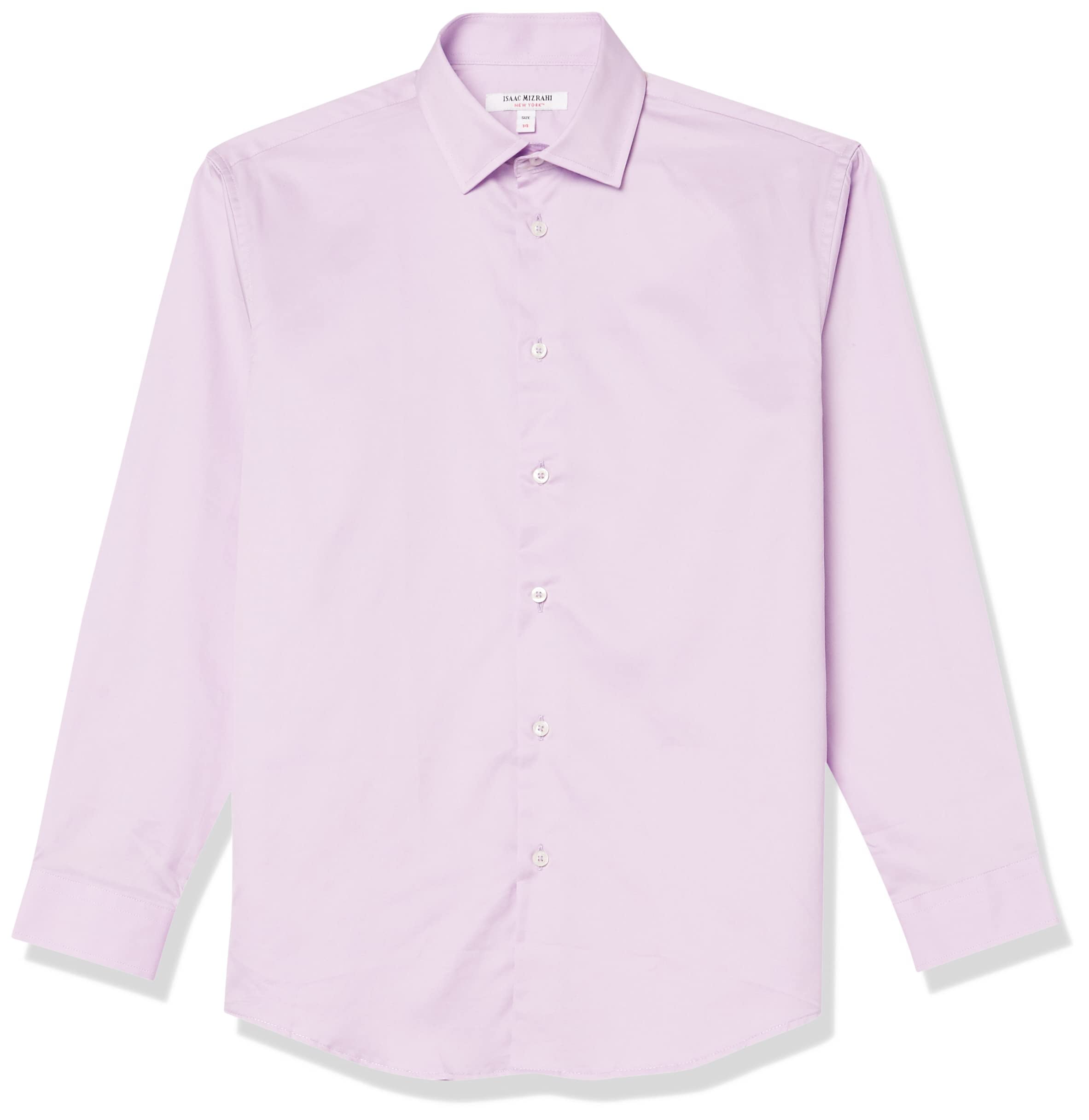 Isaac Mizrahi Boys Long Sleeve Solid Button Down Shirt, Lilac, 2/3 - Main Image