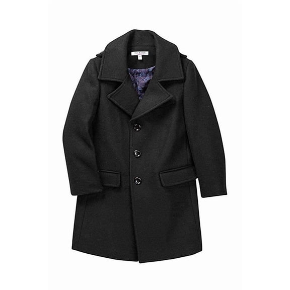 Isaac Mizrahi Boys Single Breasted Wool Overcoat with Epaulets - Colors