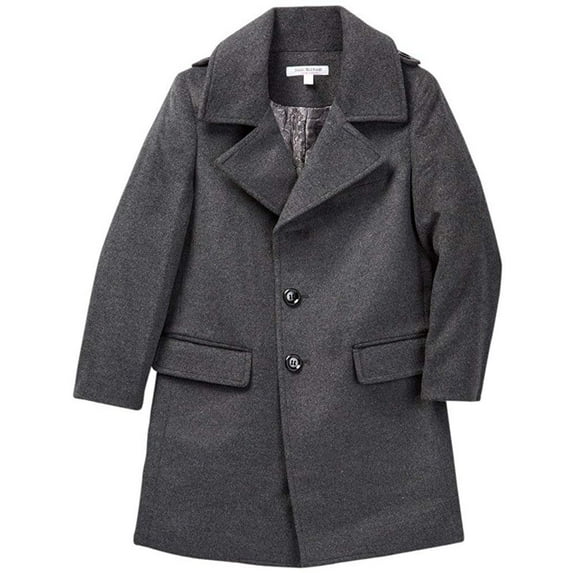 Isaac Mizrahi Boys Single Breasted Wool Overcoat with Epaulets - Colors