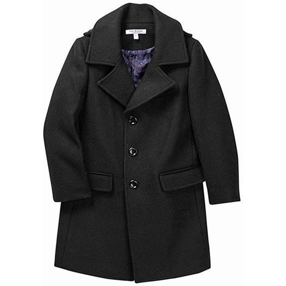 Isaac Mizrahi Boys Single Breasted Wool Overcoat with Epaulets - Colors