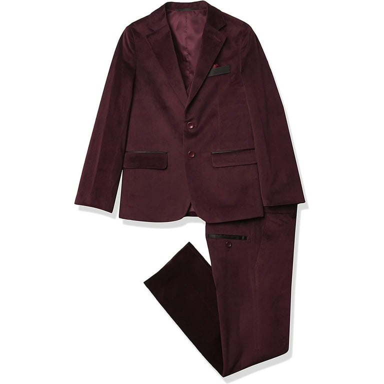 Isaac Mizrahi Boys Slim Fit 3 Piece Velvet Suit Burgundy 8 Walmart