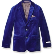 Isaac Mizrahi Boys' Slim Fit Velvet Blazer, Cobalt Blue, 3