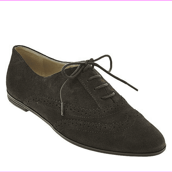 Isaac Mizrahi 'Fiona' Dark Brown Suede Pinhole Lace Up Wingtip Oxford Flats 7.5W