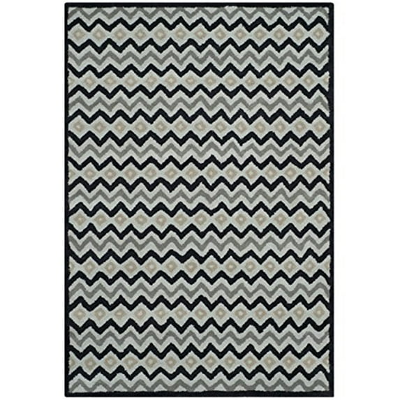Transitional Rug - Isaac Mizrahi Wool Pile -Grey/Black-Color:Grey/Black,Design:Transitional,Shape:Small Rectangle,Size:6'L x 4'W