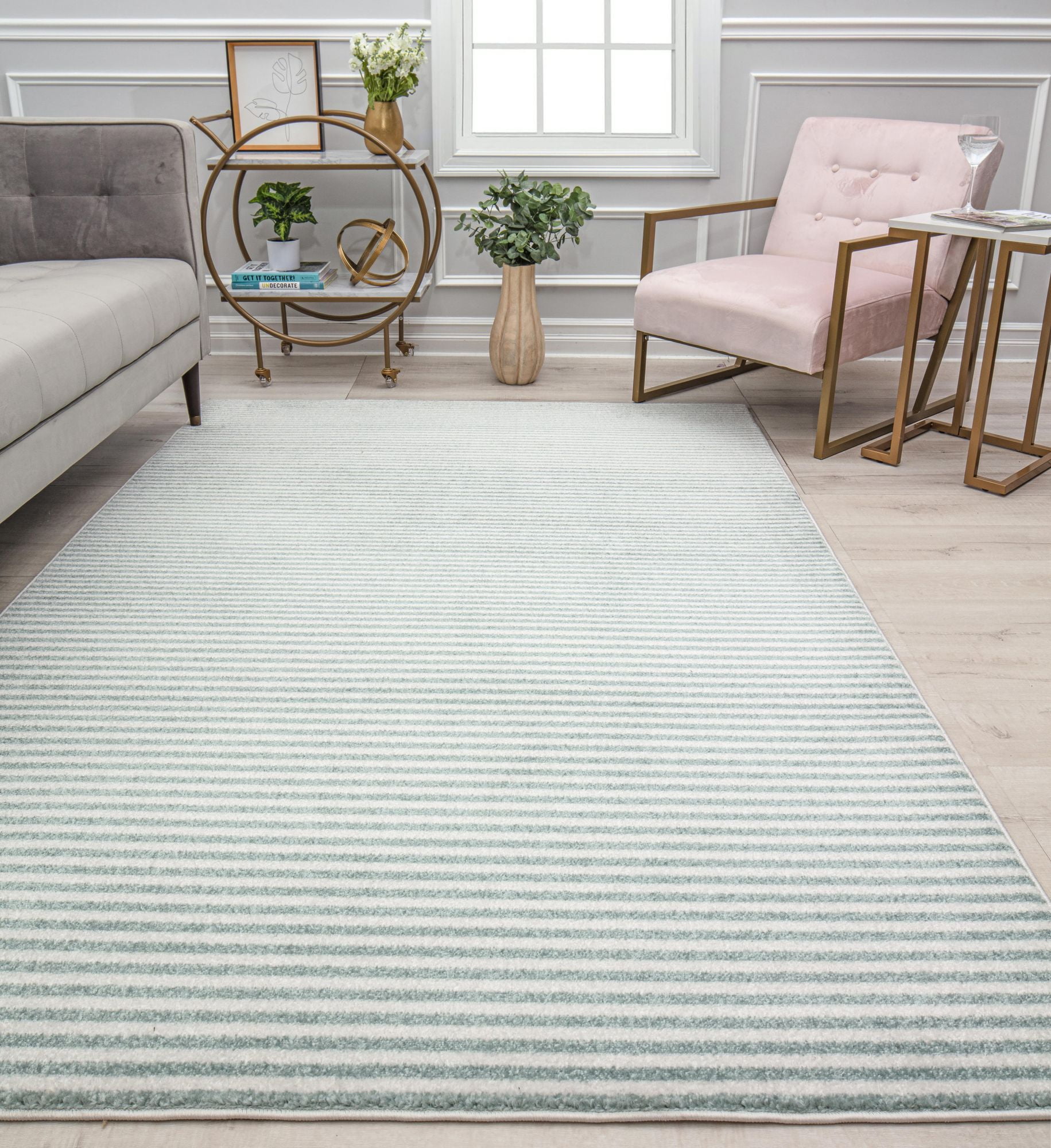 Isaac Mizrahi Peppermint Pinstripes Minimalistic Modern Durable Area ...