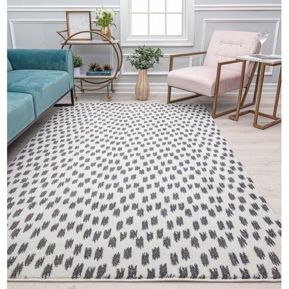 Isaac Mizrahi Jaxon CM25A Seeing Spots Geometric Contemporary White Area Rug, 2'6" x 4'