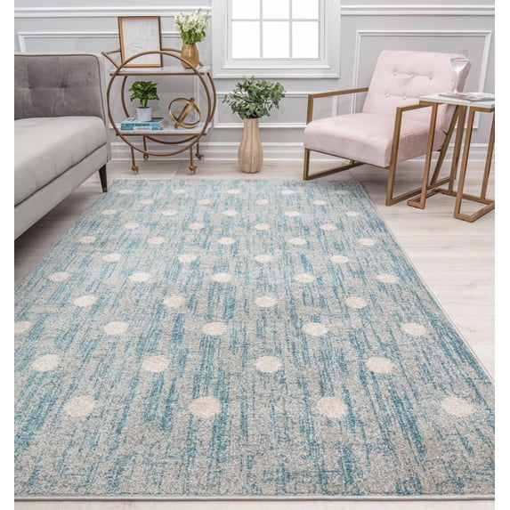 Isaac Mizrahi Jaxon CM50A Delightfully Dotty Geometric Contemporary Blue Area Rug, 8'3"X10'0"