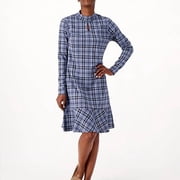Isaac Mizrahi Live! Plaid Jacquard Mock Neck Dress Hem Flounce, Size 5X