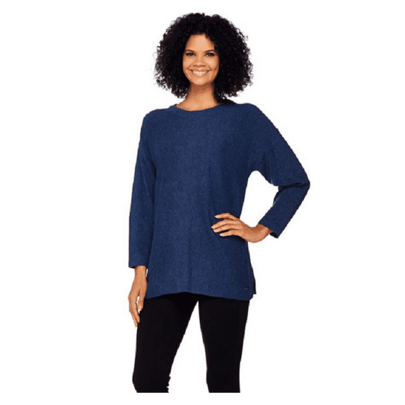 Isaac Mizrahi Live! SOHO Relaxed Pullover Sweater,Navy Heather, Size S, $69