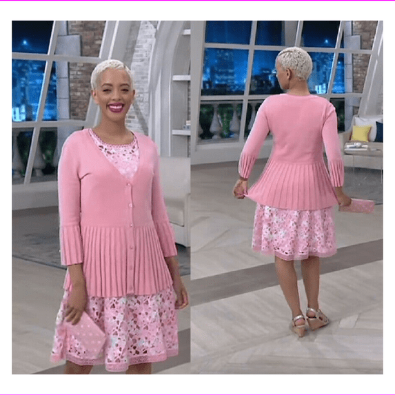 Isaac Mizrahi Live! V-neck Pleated Peplum Cardigan, Sherbet, Size XXS