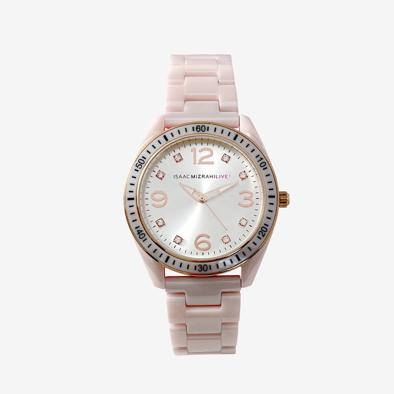 Isaac Mizrahi Live! Women's Analog Watch with Round Case, Rubber