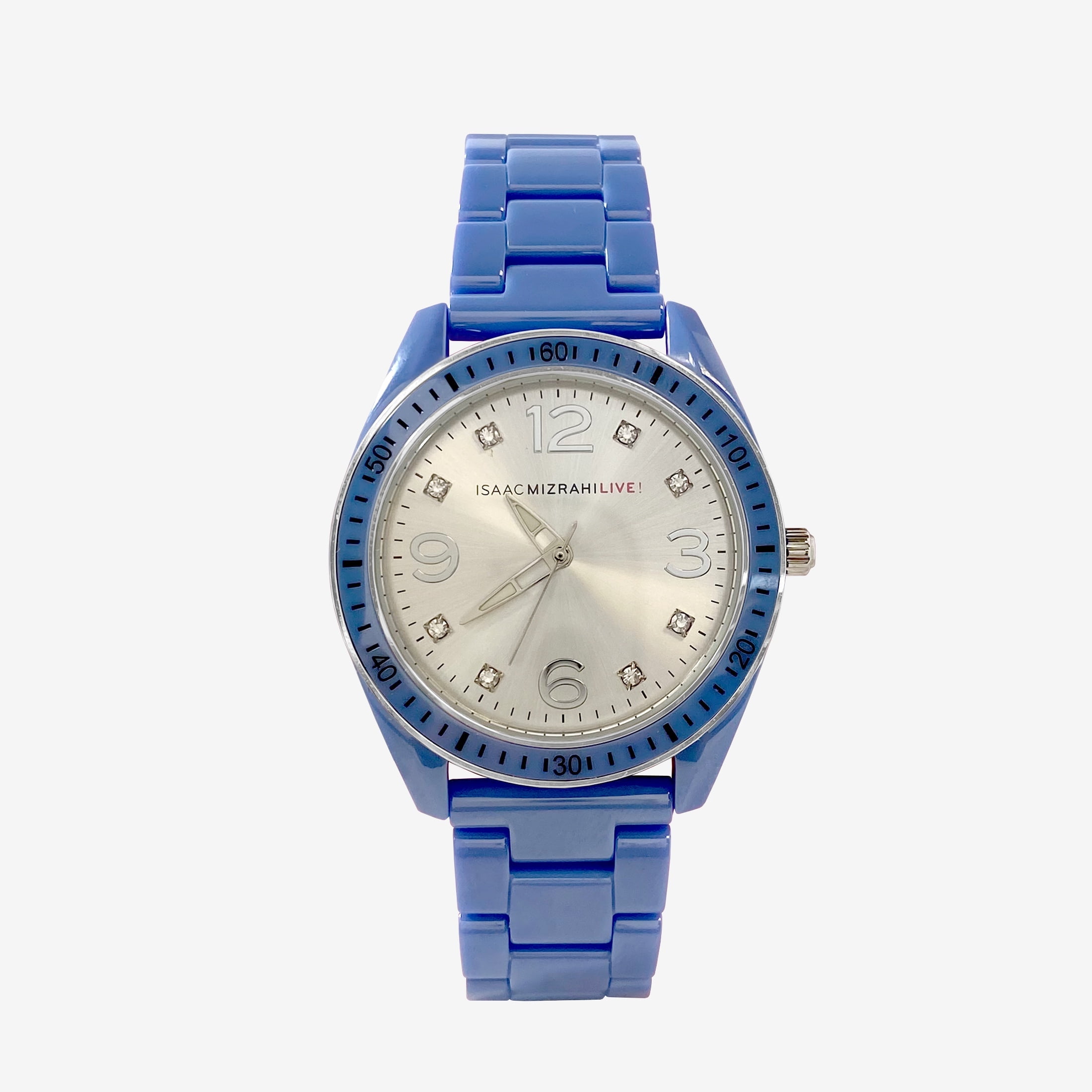 Isaac Mizrahi Live! Womans Silver and Cobalt Blue Analog Watch