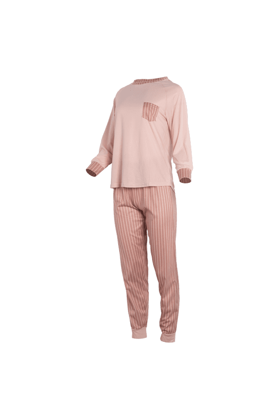 Long Sleeve Stripe Pajama Set (Mauve, Small)