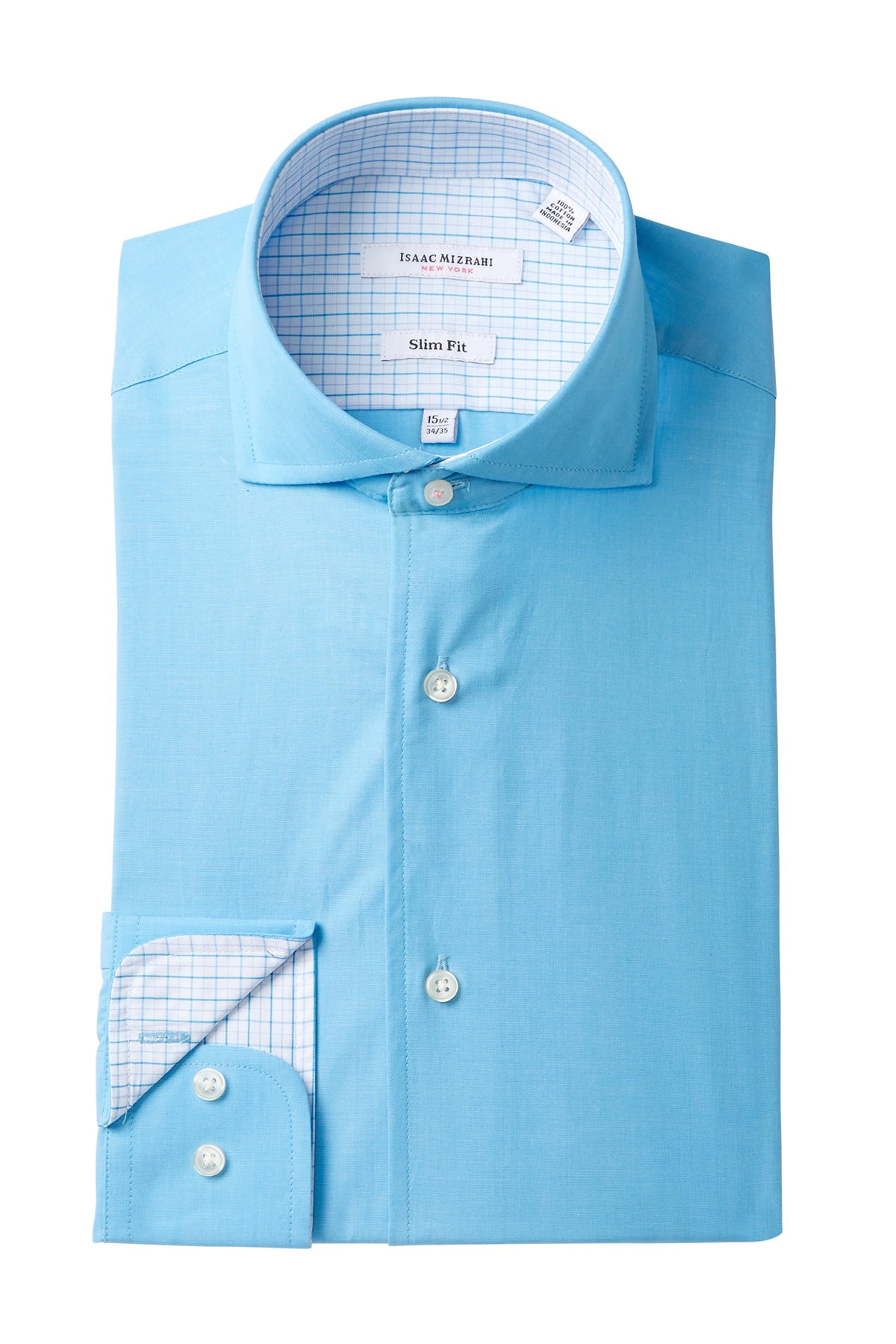 isaac mizrahi dress shirts Isaac Mizrahi Men's Slim Fit Spread Collar French Cuff Cotton Solid Dress  Shirt - Colors