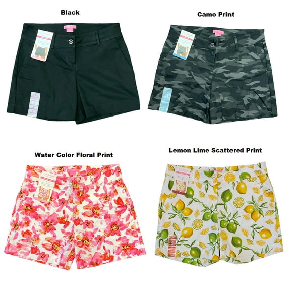 Isaac Mizrahi NY Women's 5" Inseam Stretch Tailored Trouser Shorts (Lemon Lime Scattered Print, 16)