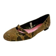 Isaac Mizrahi Womens Leather Snakeprint Flats Dress Shoes 6