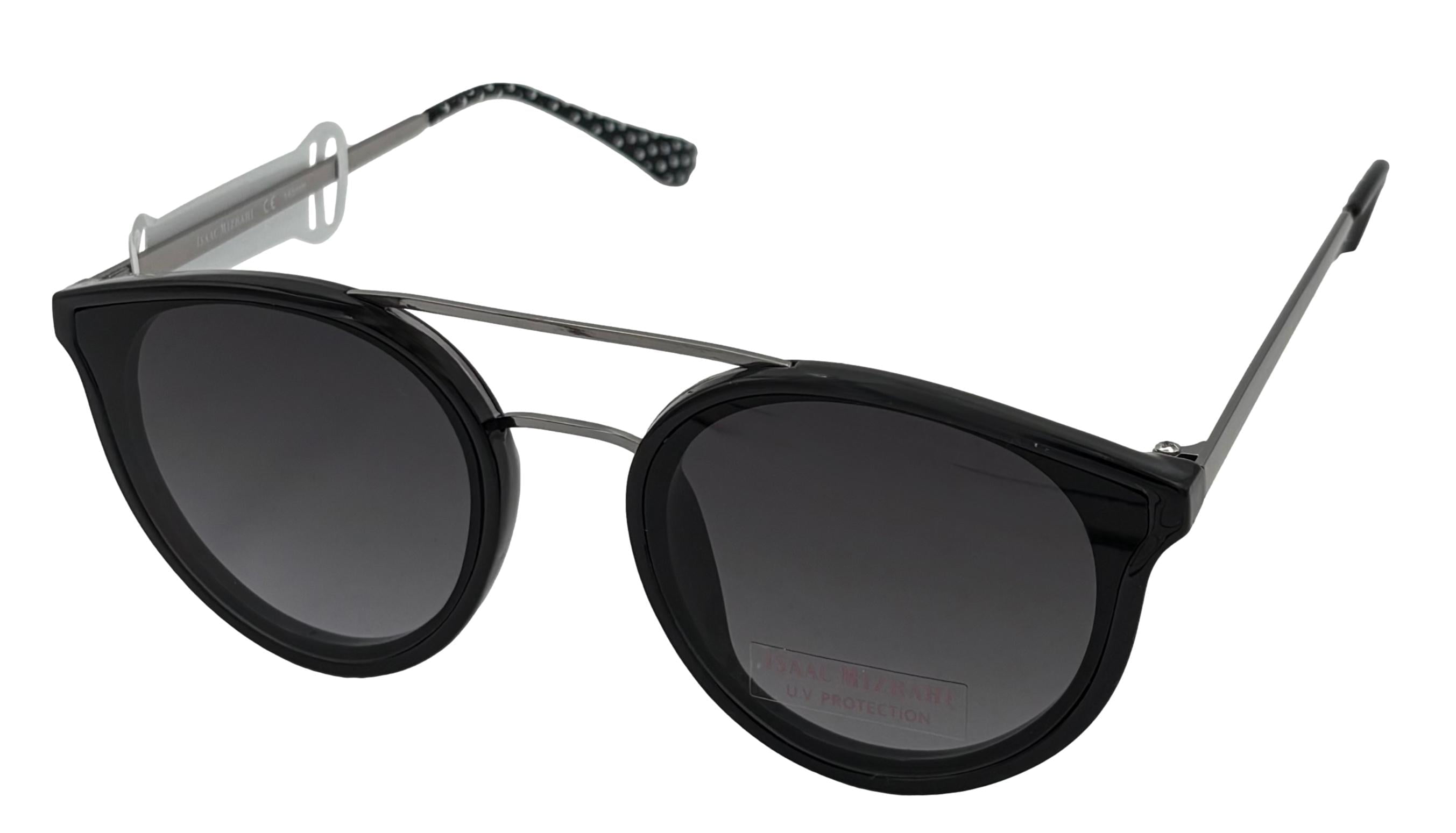 ISAAC MIZRAHI Womens Round Black Plastic Sunglass. IM31261 BK