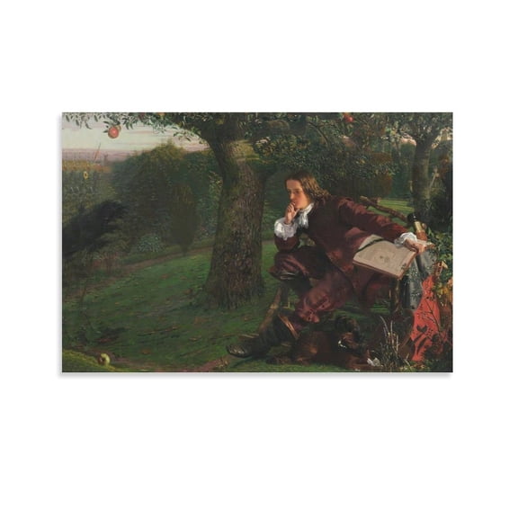 Isaac Newton Apple Poster Wall Art Picture Painting Poster Canvas Print Posters Artworks Bedroom Living Room Decor 08x12inch(20x30cm)