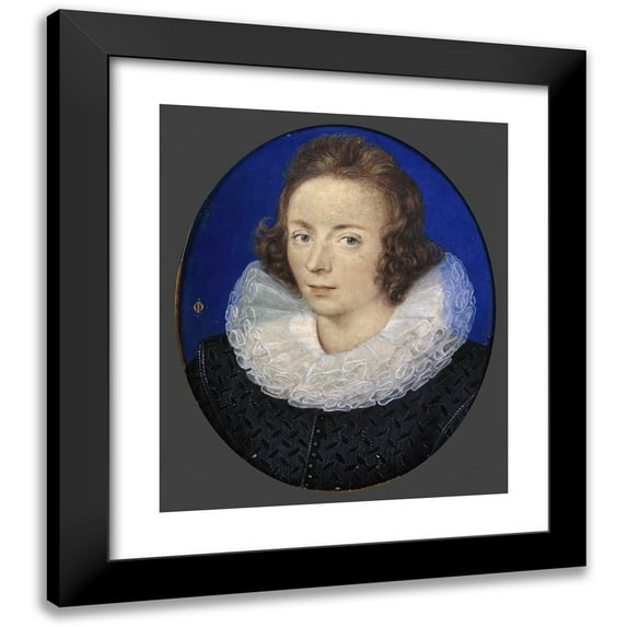 Isaac Oliver 15x17 Black Modern Framed Museum Art Print Titled - Portrait of a Young Gentleman (circa 1605)