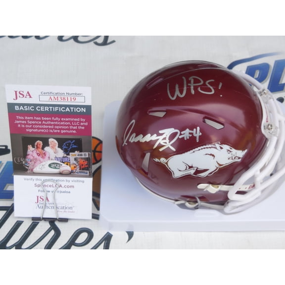 Isaac Teslaa signed autographed Arkansas UA Razorbacks mini speed helmet w/ WPS JSA COA