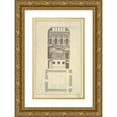 thumbnail image 1 of Isaac Ware 13x18 Gold Ornate Wood Frame and Double Matted Museum Art Print Titled - Side of the Staircase, Houghton Hall, Norfolk, Elevation (1735), 1 of 4