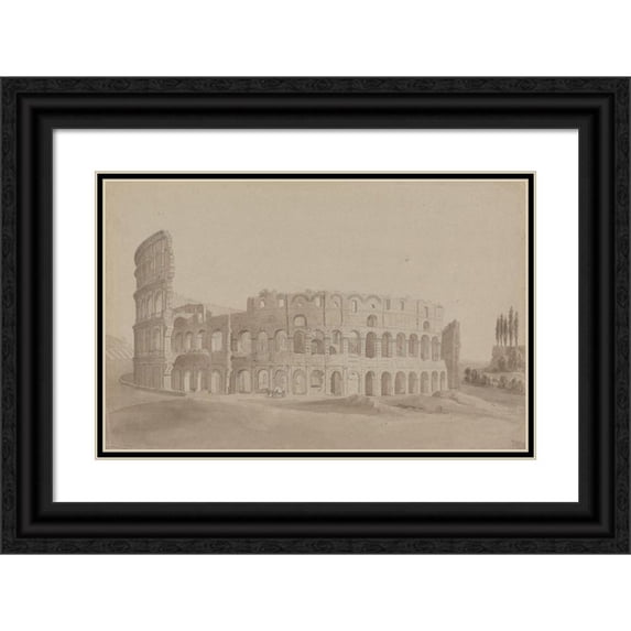 Isaac Weld 24x17 Black Ornate Framed Double Matted Museum Art Print Titled: The Colosseum, Rome (1818)