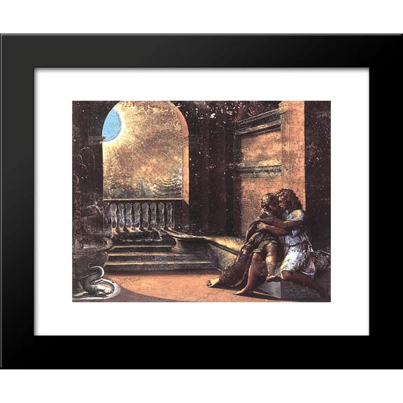 Isaac and Rebecca Spied upon by Abimelech 20x24 Framed Art Print by Raphael