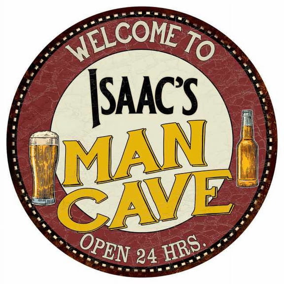 Isaac's Man Cave 14" Round Metal Sign Kitchen Bar Wall Decor 100140035177