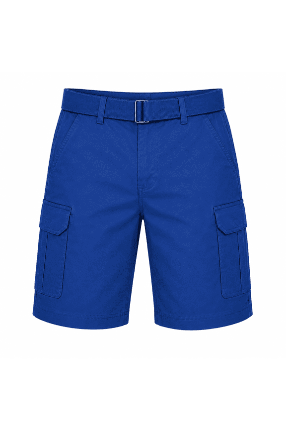 Men’s Cargo Shorts Stretch Lightweight Cotton Twill Multi Pockets Belted Short