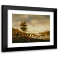 thumbnail image 1 of Isaac van Ostade 14x12 Black Modern Framed Museum Art Print Titled - River Landscape with Swimmers (1644), 1 of 5