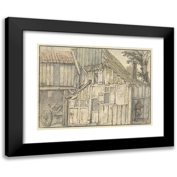 Isaac van Ostade 18x14 Black Modern Framed Museum Art Print Titled - Facade of a Farm (1631 - 1649)