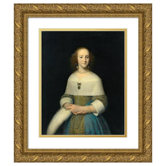 Isaack Luttichuys 15x17 Gold Ornate Wood Frame and Double Matted Museum Art Print Titled - Portrait of a Young Lady (1656)