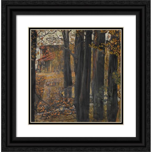Isaak Izrailevich Brodsky 20x20 Black Ornate Framed Double Matted Museum Art Print Titled: Autumn Landscape