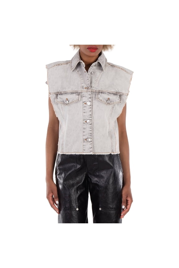 Etoile Tyra Raw-Cut Edge Denim Vest, Brand Size 34 (US Size 2)